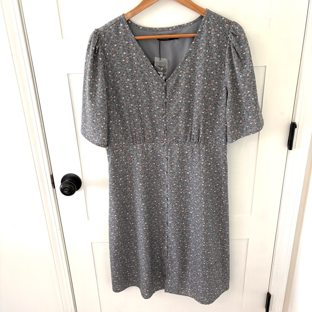 Mikarose The Clover Moody Blue Floral Romantic Dress. Size Medium.